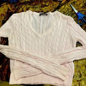 Brandy Melville, lightweight, knit, sweater, white pink